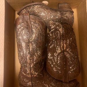 Brown Glitter Western Boots